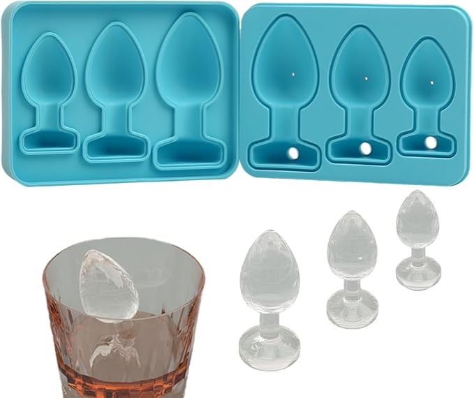 Ice Cube Mold Tray Novelty - Silicone Ice Cube Tray with Large Thick Fun Shapes for Perfect Whiskey Cocktails, Brandy & Juice Beverages