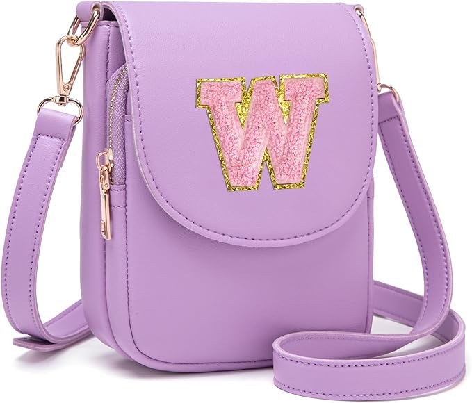 (letter x) viverte crossbody purse for teen girls small initial cell phone toddler purse leather triple compartment crossbody bags