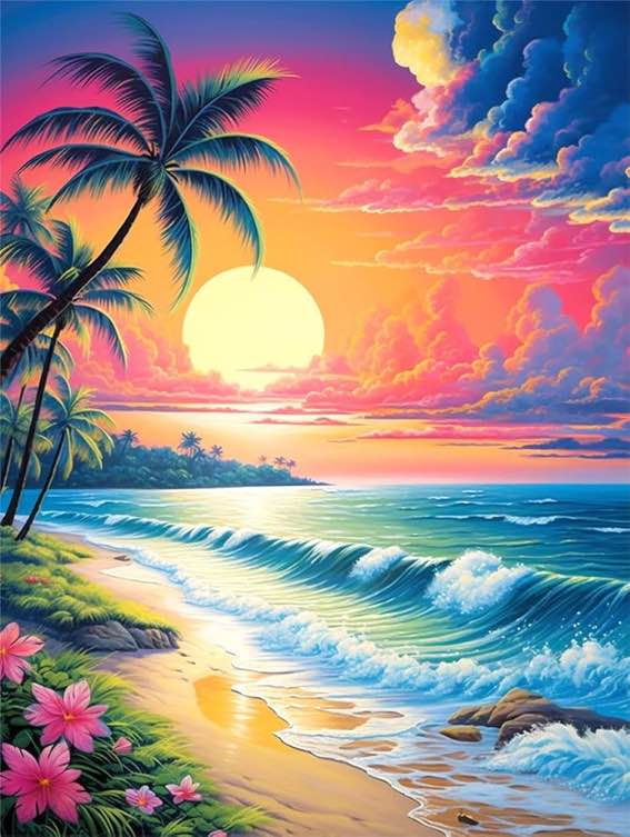 quitedew diamond painting kits for adults,diamond art landscape,diamond art kits for adults beach gem art paint with diamonds home wall decor 12x16 inch