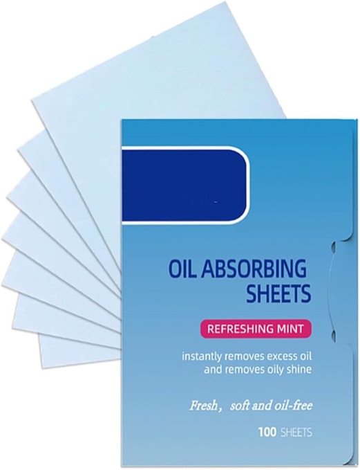 Oil Blotting Sheets for Face,Face Oil Absorbing Oil Blotting Paper for Oily Skin, Portable Oil Wipes Blue& Makeup-Friendly (E295)