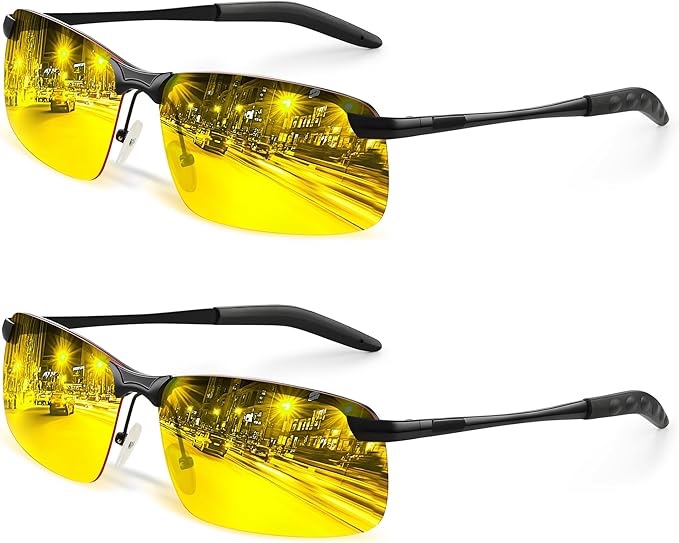 Tnnaiko Night Driving Glasses For Men Night Vision Glasses Anti Glare Glasses Night Driving - Polarized Night Vision Glasses - Anti Headlight Glare For Commute & Long Drives