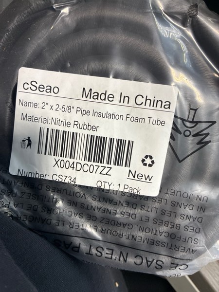 Condition photo showing New/Like New for cSeao 2" ID Pipe Insulation Foam Tube (3/8" x 2" x 6FT) AC Uint Tubing, Guitar Stand Foam Tube, Hollow Pipe Cover,Exercise Machine Handle Protector and Roof Rack