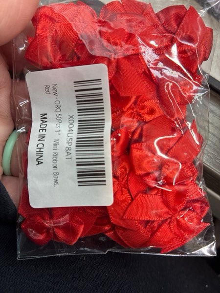 Condition photo showing New/Like New for ORQUWEH 50Pcs 1? Mini Ribbon Bows for Craft, Gift Wrap Bows Decoration for Wedding Party, Birthday, Christmas, DIY Craft, Red