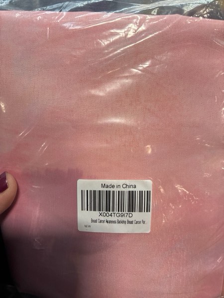 Condition photo showing New/Like New for Breast Cancer Awareness Backdrop Breast Cancer Party Decorations Banner with Faith Hope Strength Love Butterfly Ribbon for October Pink Ribbon Party Decorations Photo Studio Props (72×47in)