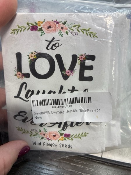 Condition photo showing New/Like New for Pre-Filled Wildflower Seed Packet for Wedding Favor Baby Showers Bridal Shower Love Laughter and Happily Ever After Party Favors for Guests - Plant Year-Round Seed Mix - White Pack of 20