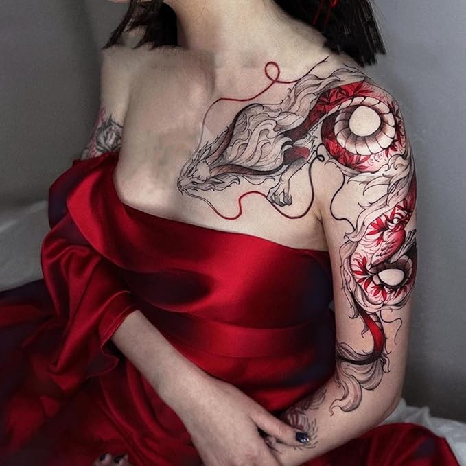 Dragon Tattoos Stickers for Women Temporary Long Lasting Temp Dragon Temporary Tattoos for Adults (TTS17)