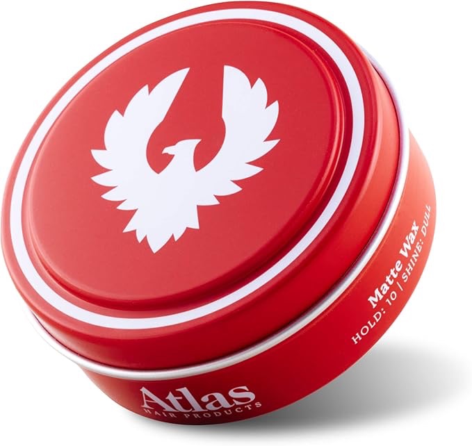 Atlas Matte Wax Pomade 2.4 Ounce is a Max Hold, Thickening, Texturizing, Defining, Conditioning, Styling and Grooming Wax Pomade for Men and Women. For All Hair Types