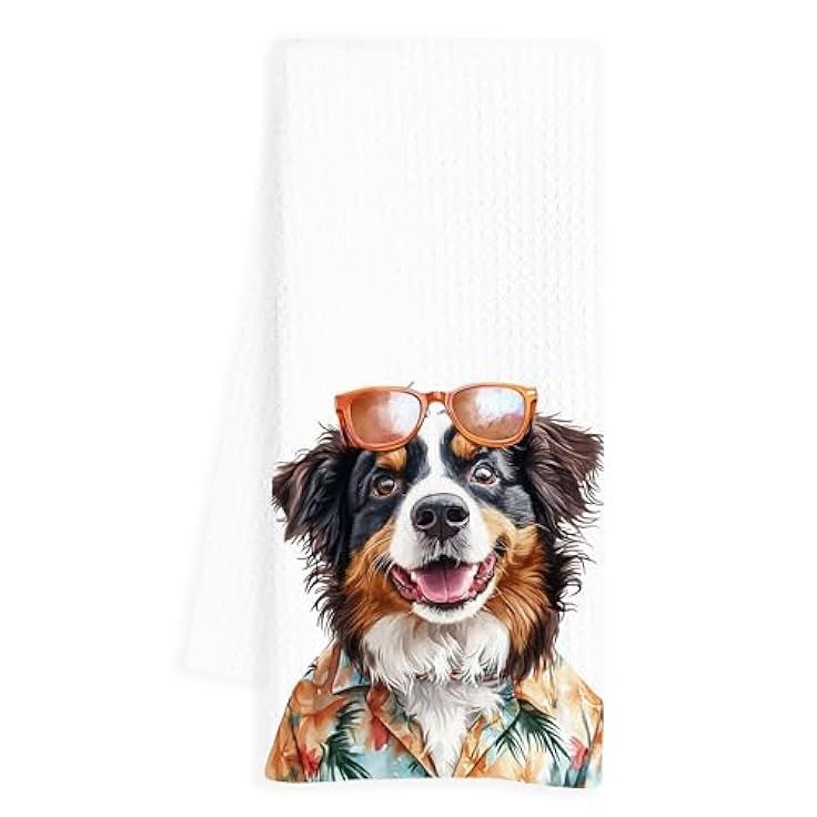 INDAJEDN Summer Bernese Mountain Kitchen Towels, Tropical Shirt Sunglasses Ice-Cream Puppy Decorativ