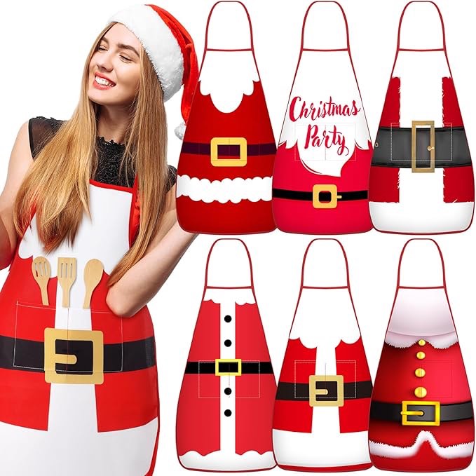 Snowman Apron with Pocket Winter Adjustable Snowman Cooking Apron for Women Men