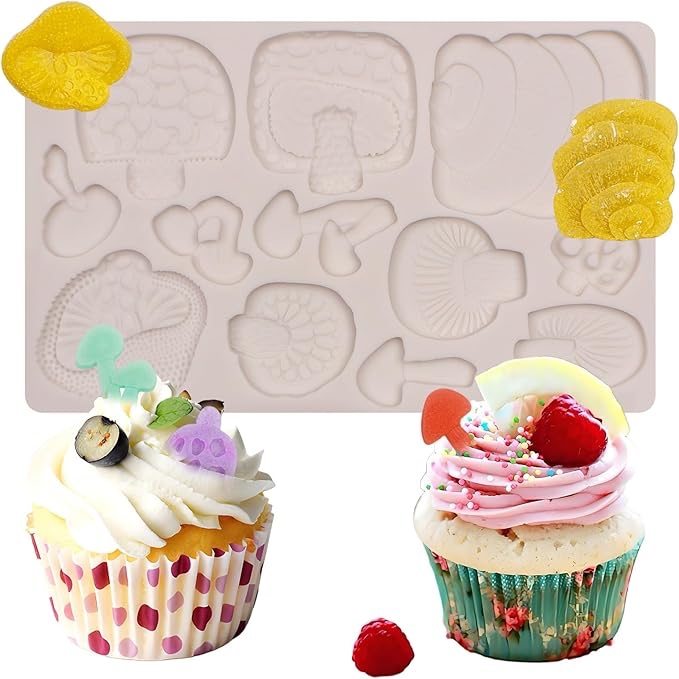 Mushroom Silicone Mold for Cake Decorating, Fondant Candy Mold, Cupcake Topper Design
