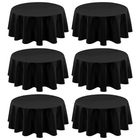 Horaldaily 6 Pack Black Tablecloth 60×60 Inch Round, Stain and Wrinkle Resistant Washable Table Cloth, Decorative Polyester Table Cover for Party Picnic Dinner Decor