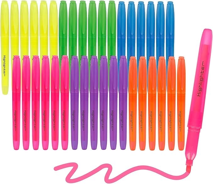 Btanadi Highlighters Assorted Colors Bulk, 30 Pack: No Bleed & Dry-Quickly, Chisel Tip, 6 Bright Col