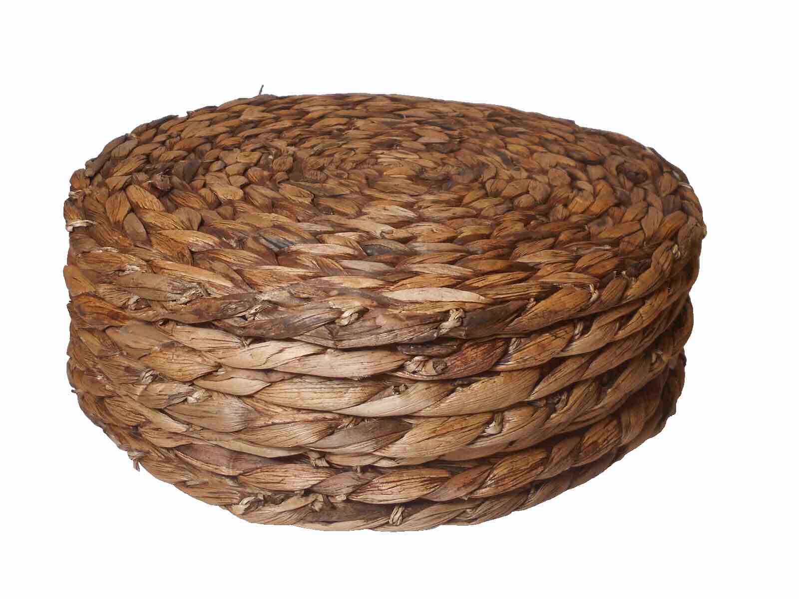 Round Woven Placemats, Natural Water Hyacinth Braided Straw Chargers