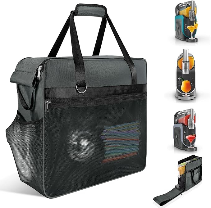 Portable Carrying Bag for Ninja Slushi Machine FS300/FS301 - Dustproof Cover Slushie Machine Accessories, Travel Bag for SLUSHi Frozen Drink Maker (Front-Opening, Gray)