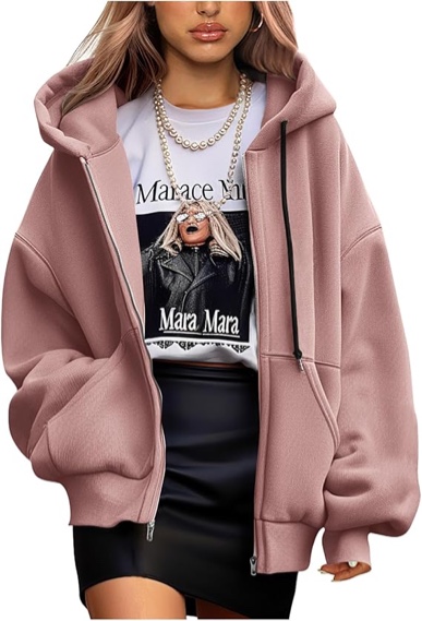 prettygarden women's 2025 fall oversized hoodies sweatshirt long sleeve zip up pockets loose fit y2k winter jackets coat (small)