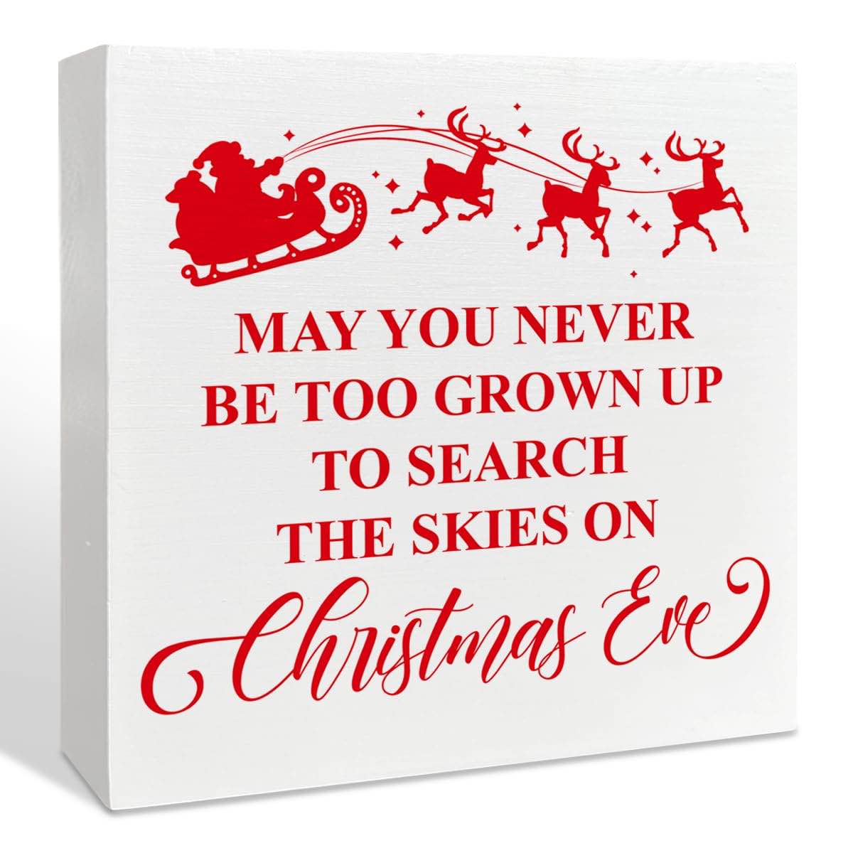 Christmas Decor Wooden Box Sign, Christmas Santa Sleigh Table Decor Holiday Xmas Decoration Kitchen Living Room Home Farmhouse Christmas Sign Decor, The Skies on Christmas Eve