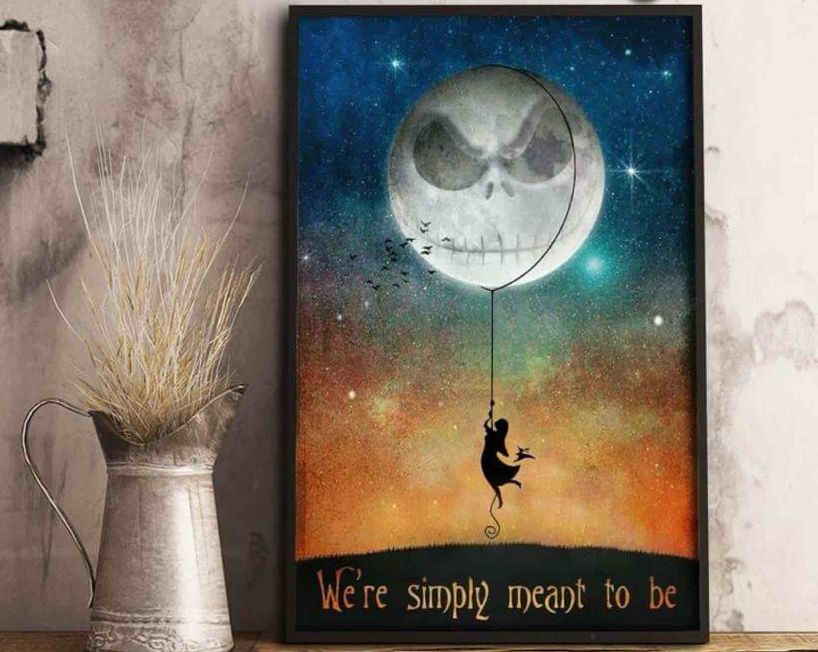 RIFOSA Jack Skeleton Moon with Sally Hello Darkness My Friend Retro Tin Signs Vintage Wall Decoratio