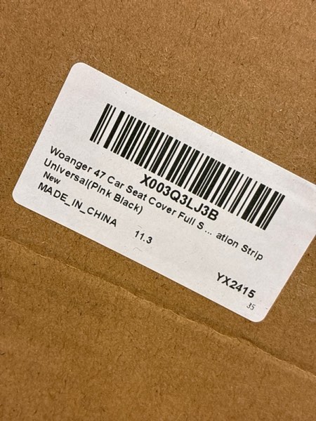 Condition photo showing New/Like New for Woanger 47 Car Seat Cover Full Set for Women Included Car Front Rear Seat Fluffy Steering Wheel Cover Belt Automotive Floor Mats Air Conditioner Decoration Strip Universal(Pink Black)