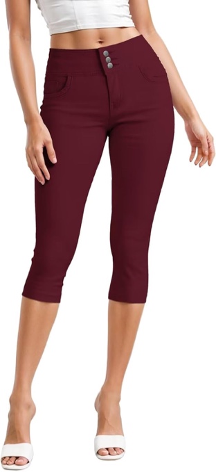 (Wine-7) Hybrid & Company Women's Capri Jeans