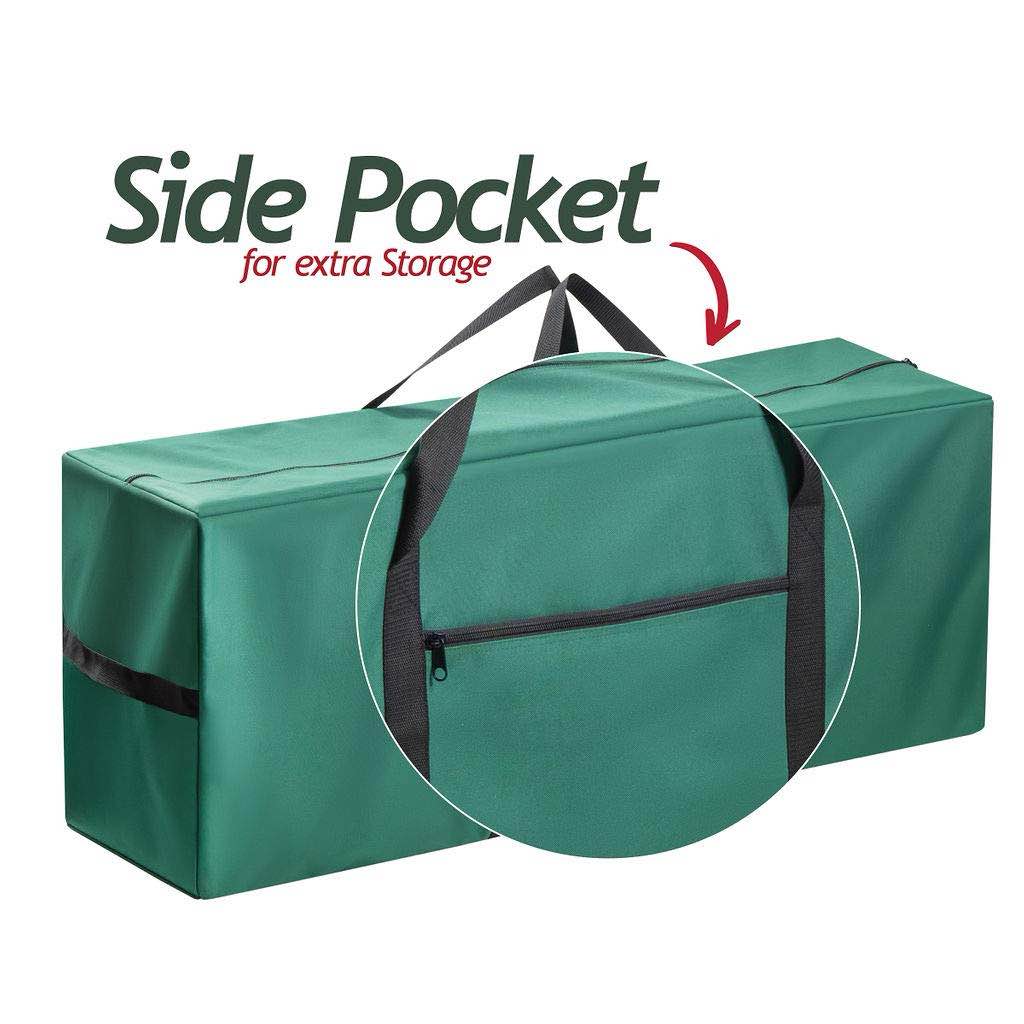 sagler 9 ft christmas tree storage bag - waterproof, heavy-duty, large christmas tree bag - reinforced handles, dual zipper, label & side pocket - protection from dust, water - green, 50x15x20"