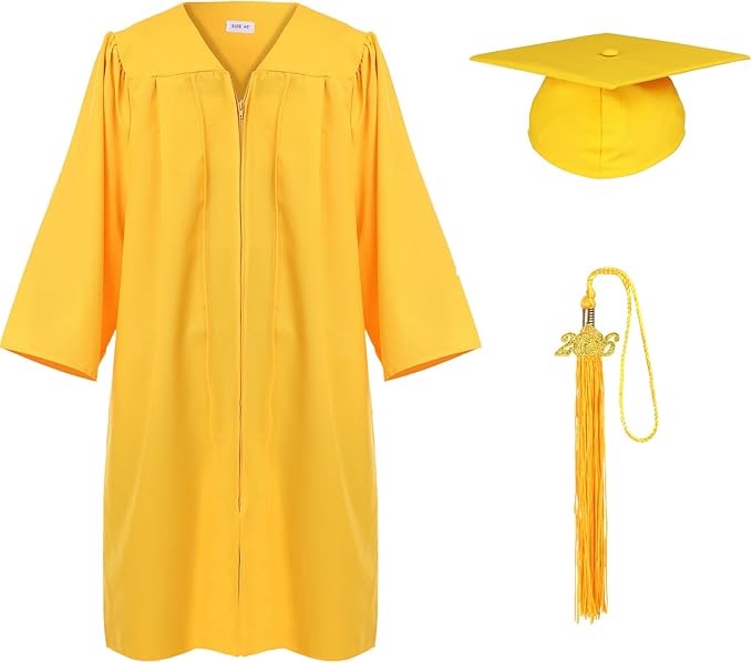 Unisex Adult Matte Graduation Cap and Gown Tassel Set