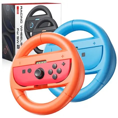 Honghao Steering Wheels for Nintendo Switch 2 2025 JoyCons, Racing Wheels for Mario Kart 8,Anti-Slip Grip & Plug-and-Play, Wheel Accessories for Switch 2 (Orange)