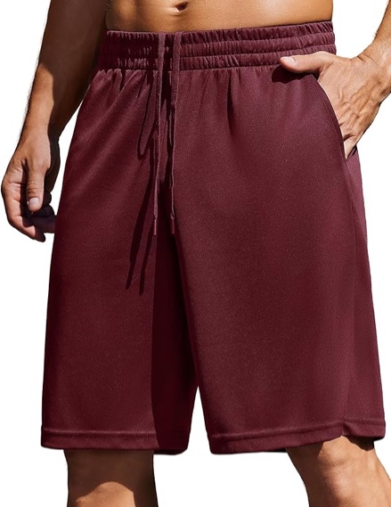 (X-Large) PINSPARK Mens Basketball Shorts with Pockets - 10" Quick Dry Lightweight Athletic Shorts Mesh Gym Shorts for Men