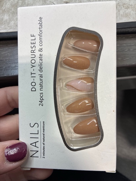 mervf almond press on nails medium fake nails french tip light brown glue on nails stripe design stiletto fall acrylic false nails press ons glossy 24pcs