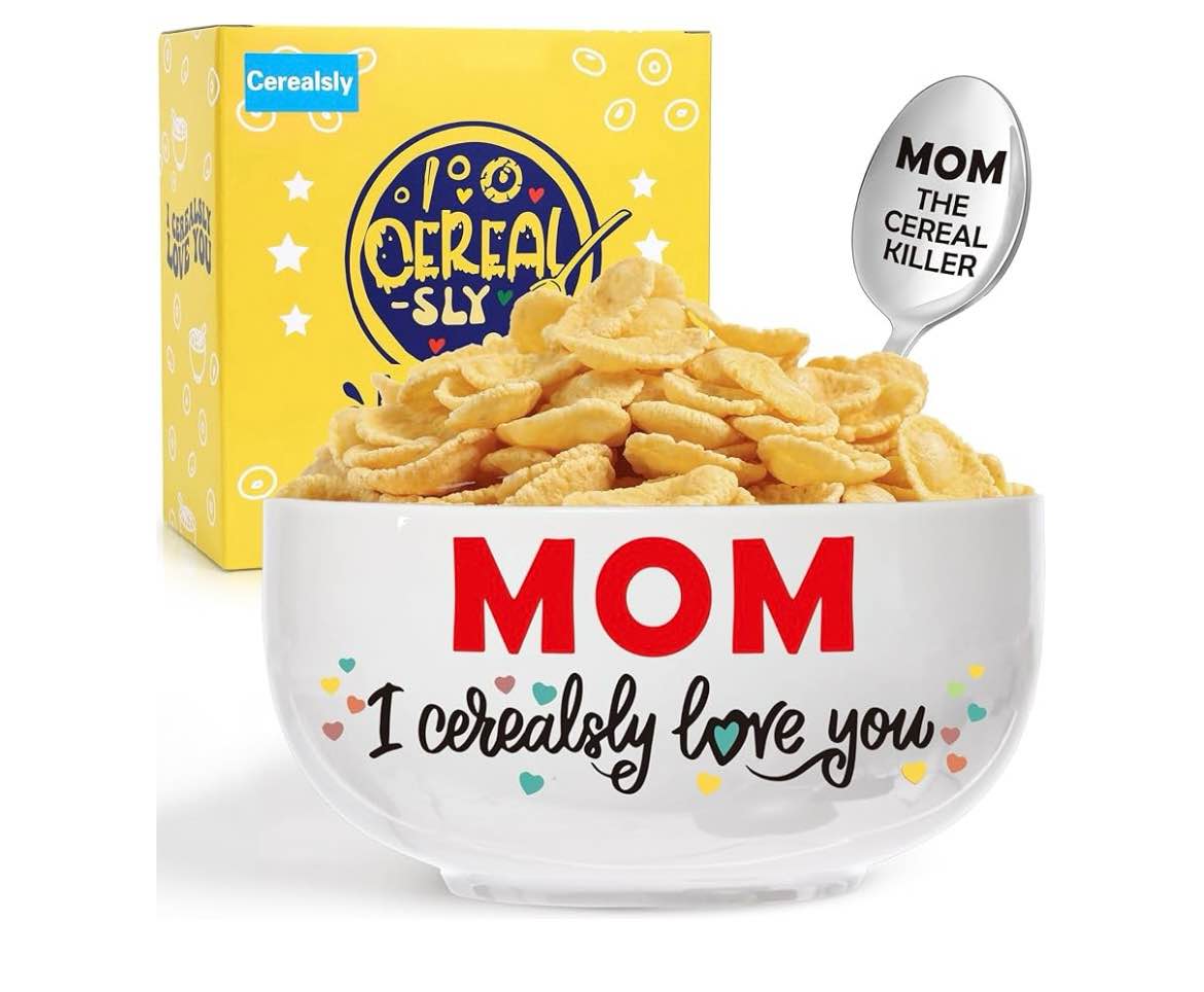 BackURyear Unique Mom Birthday Gifts from Daughter Son, Mom I Cerealsly Love You, Funny Moms Gift Ideas for Christmas from Kids, Best Moms Ever Gifts, Cereal Bowl Presents Box