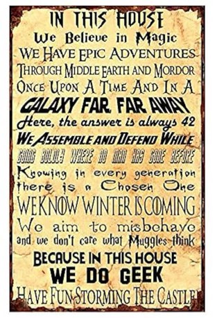 Vintage Funny Metal Tin Sign In This House We Do Geek Magic 8x12 Inches Poster Wall Decor Home Office Bar Garage Cafe Hotel Man Cave Club (Earth Tones-1)