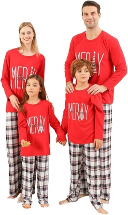 vnvne christmas pajamas for family matching sets cute christmas printed sleepwear holiday xmas pjs (women, medium)