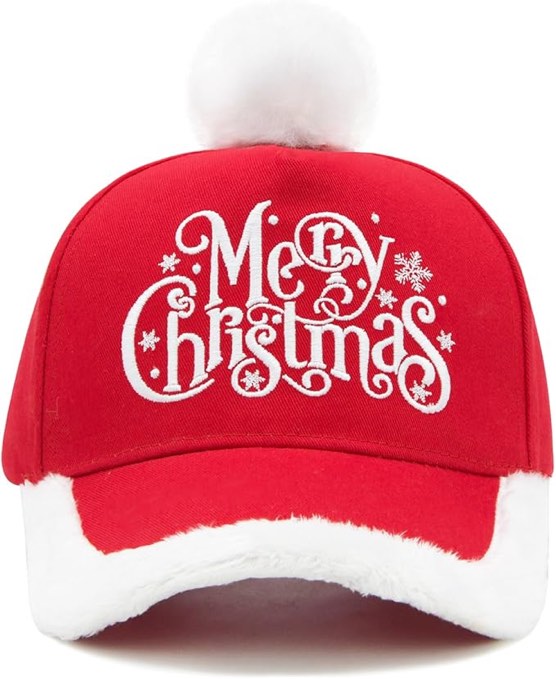 Waldeal Christmas Hat for Men Women, Adjustable Funny Plush Santa Baseball Cap, Holiday Xmas Hat for Adults Red/White