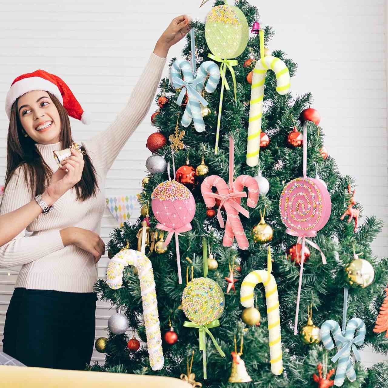 8 pcs assorted 16'' giant candy cane ornaments pastel macaron large lollipop decoration 4 mixed sizes lollipop christmas decoration candy cane ornaments for christmas tree home