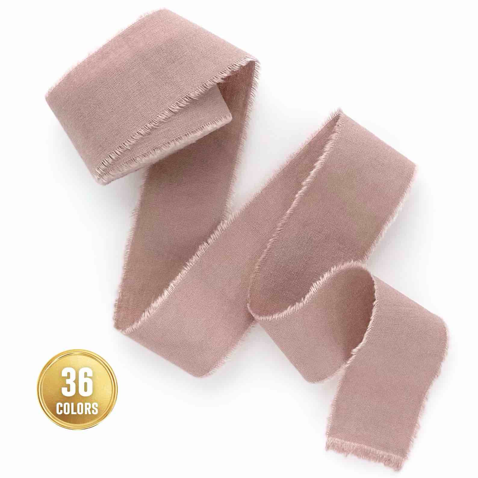 nude pink 2 inch wide 5 yds frayed edges handmade cotton ribbon hand dyed for rustic wedding invitation ties favors gift wrapping parlordesor bows florist bouquet supplies