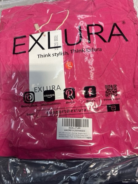 Condition photo showing New/Like New for (Small) EXLURA Women's Summer Square Neck Sleeveless Casual Boho Ruffle Dress 2025 Backless Beach Teen Sundresses with Pockets