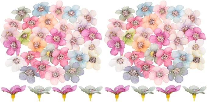 imikeya 100pcs fabric daisy flower heads: small artificial flowers heads diy craft flowers mini silk flower head fake flower heads for wedding garland home decor diy floral decor