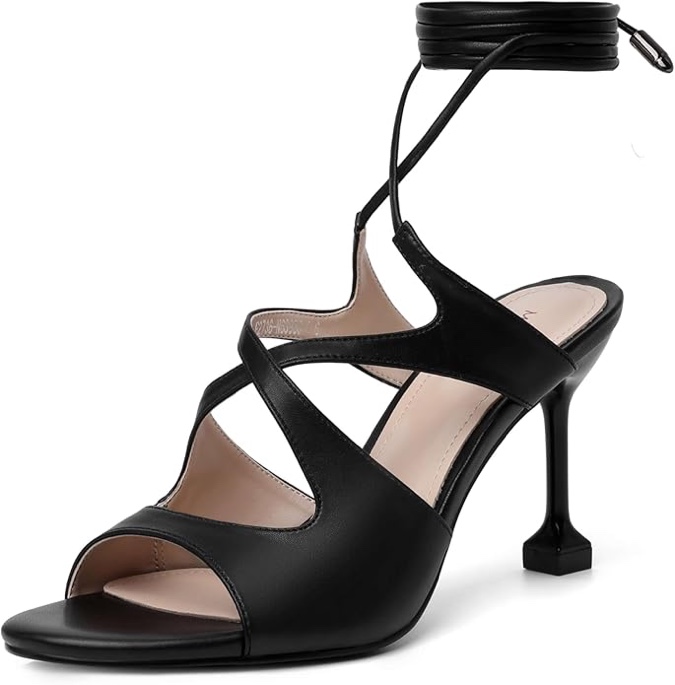 (Black-6) Mofirdast Lace Up Heeled Sandals for Womens Strappy Heels Open Toe Tie Up Stiletto Heels Party Prom Dressy Sandals