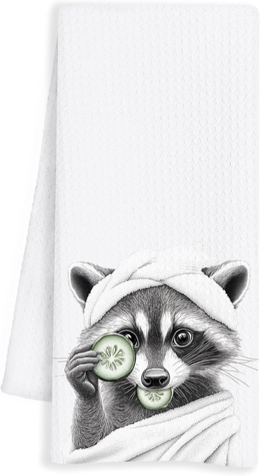 INDAJEDN Cute Animal Bathroom Towels - Raccoon Gifts for Lovers, Kids & Adults - 16x24 Inch Hand Decor