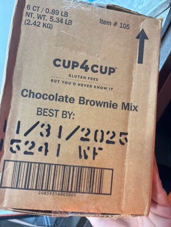 Condition photo showing As Is for CHOCOLATE BROWNIE MIX 6 count  BB 11/31/25