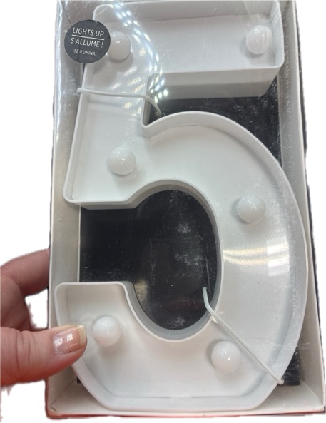 Condition photo showing New/Like New for LED Marquee Letter — Light Up Letters, Letters for Wall Decor — Perfect for Parties, Weddings, Store Decorations (Number 5) — Waterproof Yard Sign with Neon Effect (White, 5)