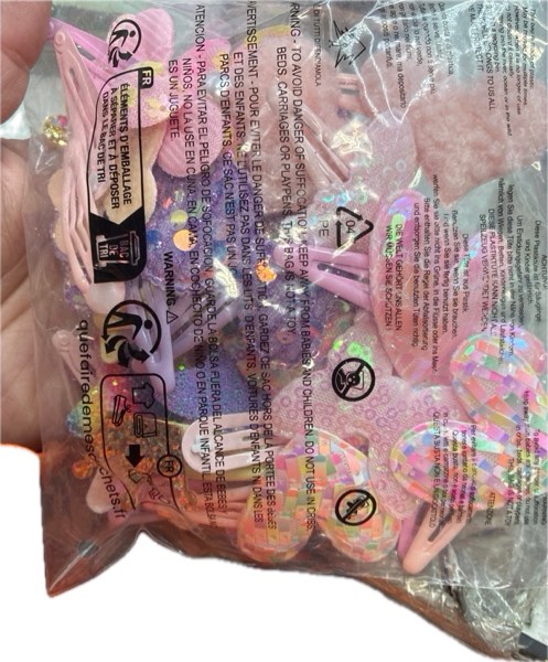 Condition photo showing New/Like New for 15 Pairs Hair Clips for Teens Girls — Sparkly Metal Snap Barrettes Cute Glitter Toddler Hair Accessories — Flower Star Crown Heart Butterfly Shaped for Birthday Party Gifts