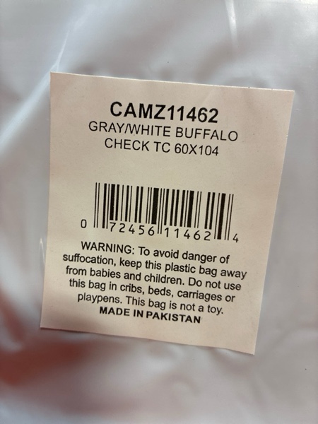 Condition photo showing New/Like New for DII Buffalo Check Collection: Classic Farmhouse Tablecloth (60x104, Gray & White)