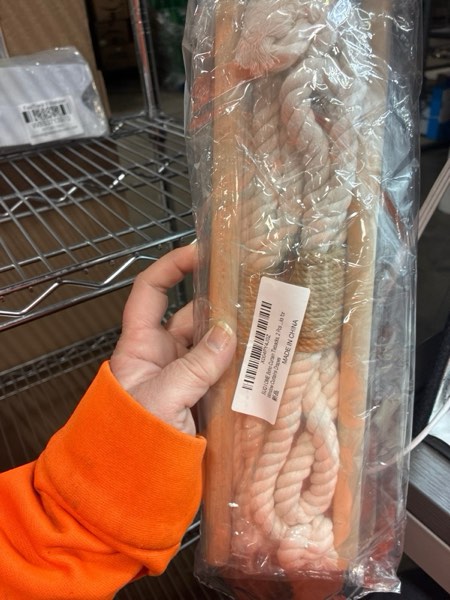 Condition photo showing New/Like New for SUQ I OME 2 Pcs Boho Curtain Tiebacks Farmhouse Rustic Decorative Curtain Holder, Natural Cotton Jute Rope Holdbacks with Wood Club for Window Curtains Drapes