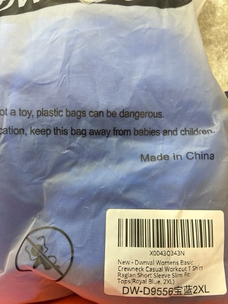 Condition photo showing New/Like New for Dwnval Womens Basic Summer Short Sleeve Crewneck T Shirt Raglan Ribbed Knitted Slim Fit Casual Going Out Tops