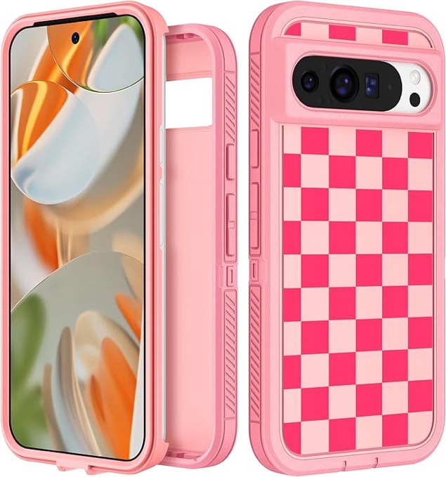 plakill for google pixel 9 pro xl case - women girls cute cover girly aesthetic kawaii unique design teens pretty plaid heavy duty shockproof protective phone case for pixel 9 pro xl 6.8 inch