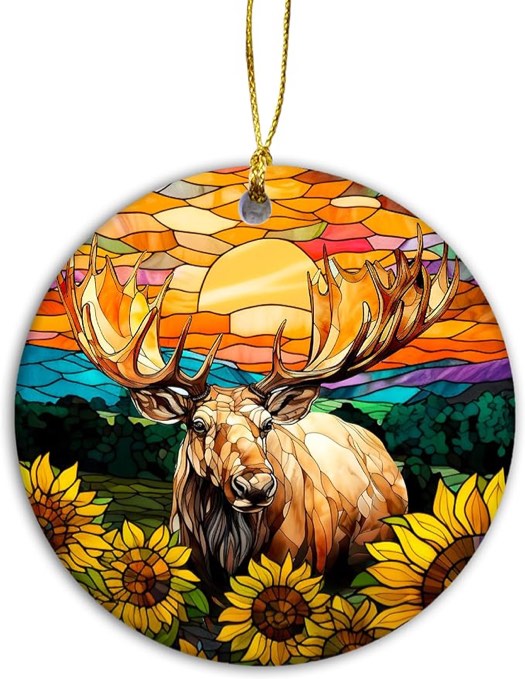 stained glass moose christmas ornament - moose keepsake, animal lover gift for kids