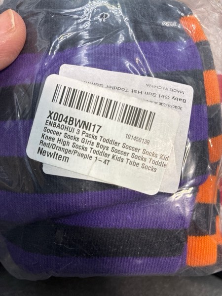 Condition photo showing New/Like New for ENBAOHUI 3 Pairs Toddler Halloween Soccer Socks Girls Boys Baby Knee Socks Kids Halloween Socks For Girls 1-4T Black/Orange/Red