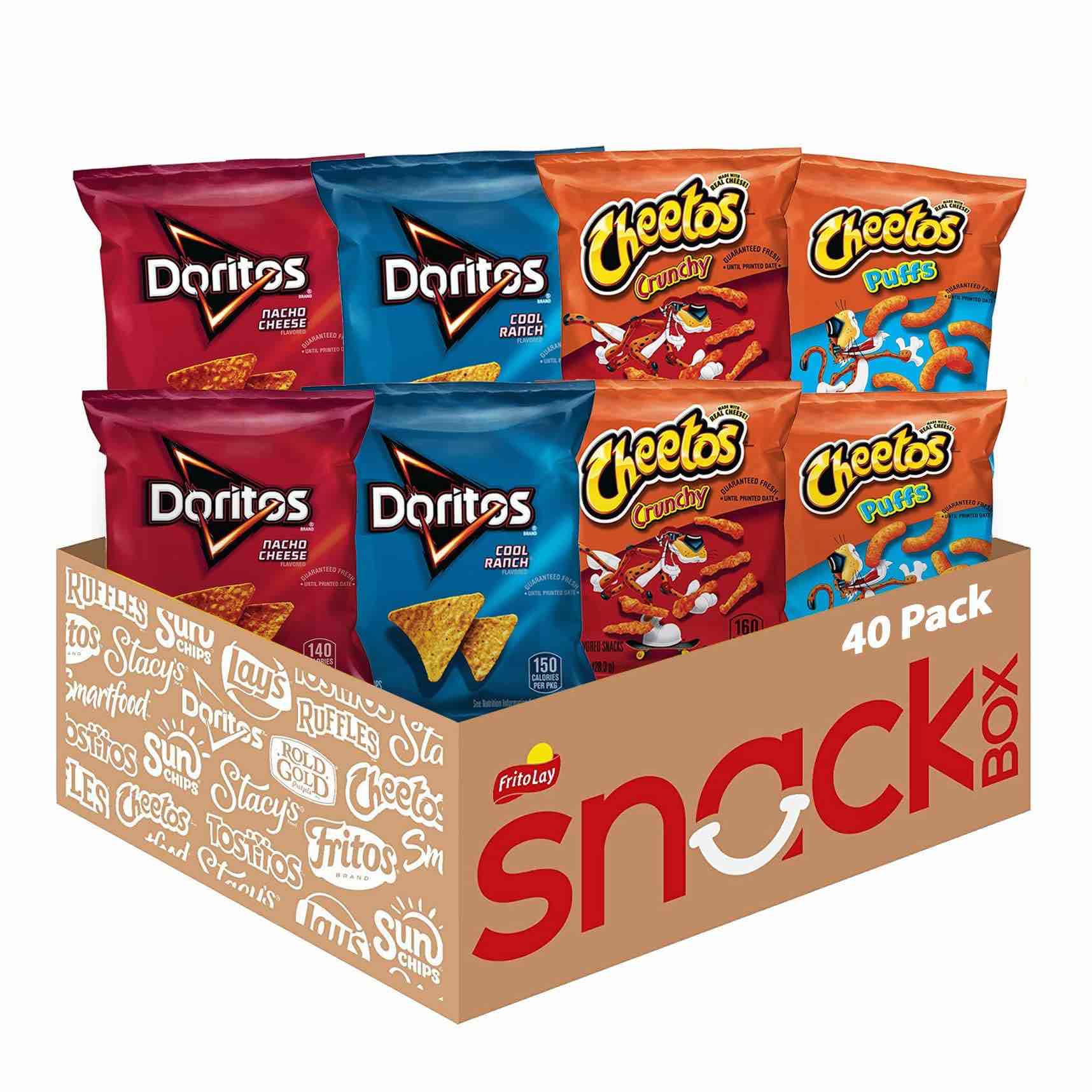 frito-lay doritos & cheetos mix variety pack, 2.42 pounds, (pack of 40) exp 6/3/25