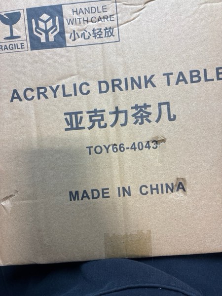 Condition photo showing New/Like New for Clear Acrylic End Table, Modern Acrylic Drink Table for Living Room, Bedroom, Office, Small Side Table with Easy Assembly, 9.8" x 21.6" 9.8 inch