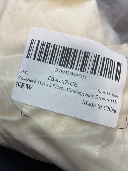 Condition photo showing New/Like New for (Size 11 Years) Girl's 2 Piece Outfits Bowknot Babydoll Tops and Wide Leg Pants Vacation Boho Clothing Sets 8 Years Brown